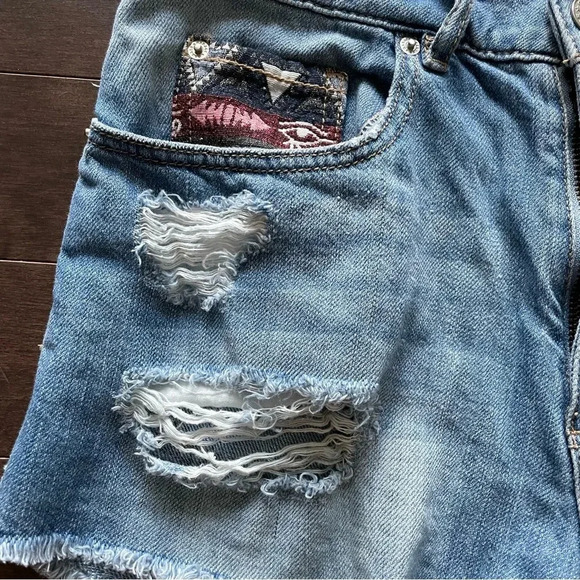 Garage Denim Festival Shorts with Aztec Print Womens 7 - Picture 3 of 11